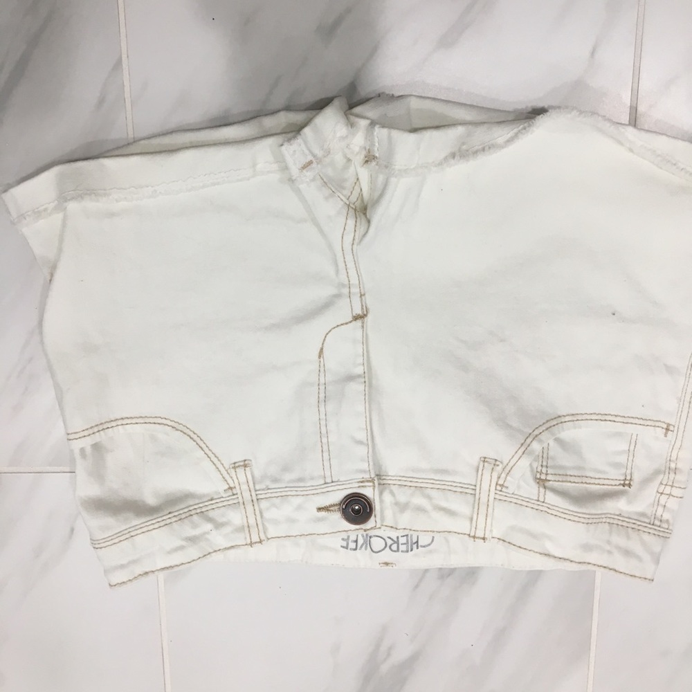 white jean shorts